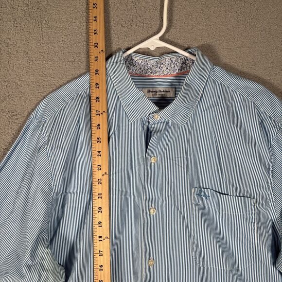 Tommy Bahama Pima Cotton Button Down Shirt Blue White Stripe Mens Size 2XL Ombre - Picture 7 of 13